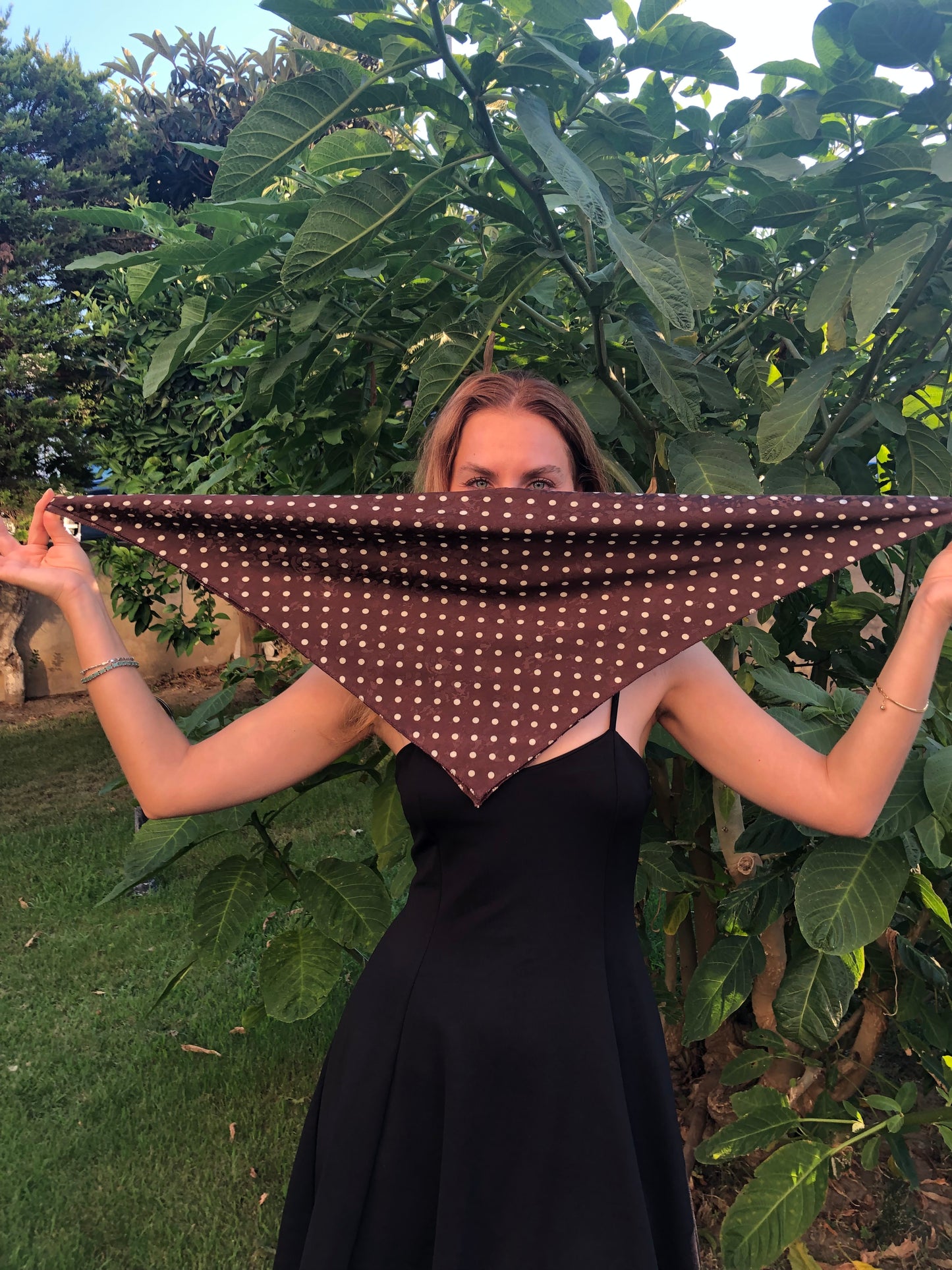 Melsas 100% Silk Polka Dot Bandana | Scarf, Shawl, Blouse