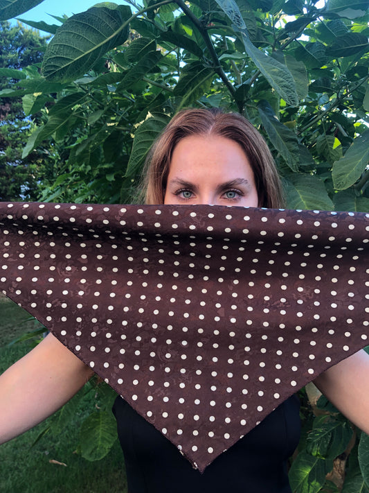 Yeniden | Melsas %100 İpek Puantiye Bandana | Fular, Şal, Bluz