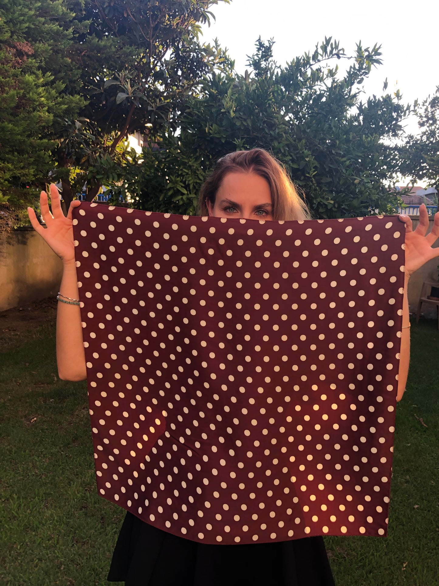 Melsas 100% Silk Polka Dot Bandana | Scarf, Shawl, Blouse