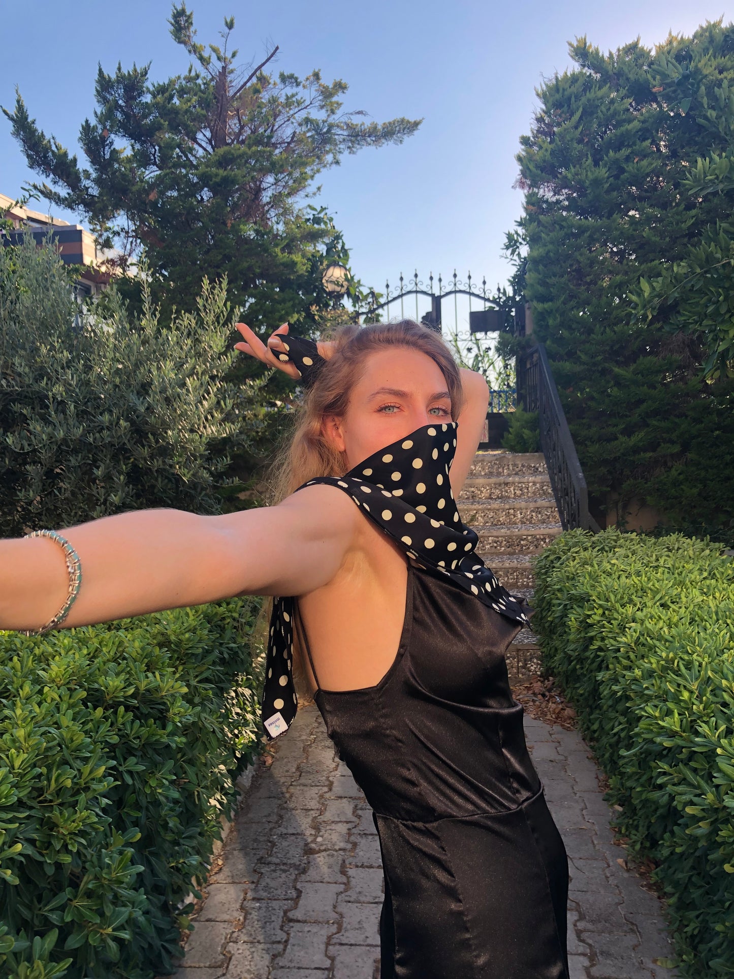 Melsas 100% Silk Polka Dot Bandana | Scarf, Shawl, Blouse