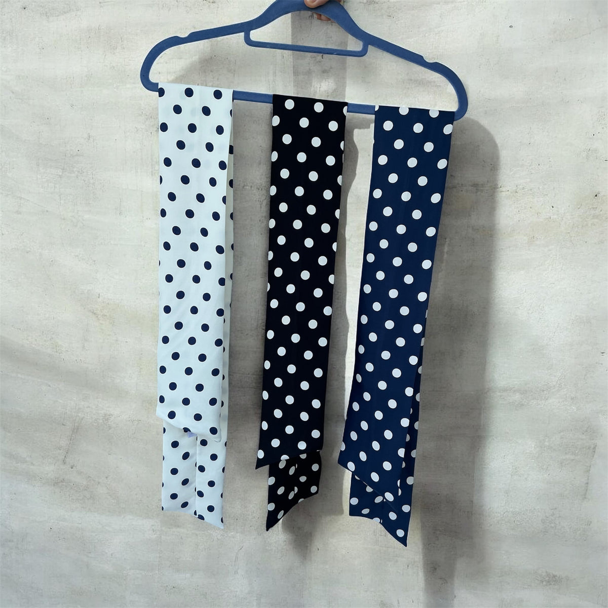 Bundan Böyle | Melsas %100 İpek Puantiye Saç Bandı 107x9 cm | Saç, Boyun, Kol, Çanta