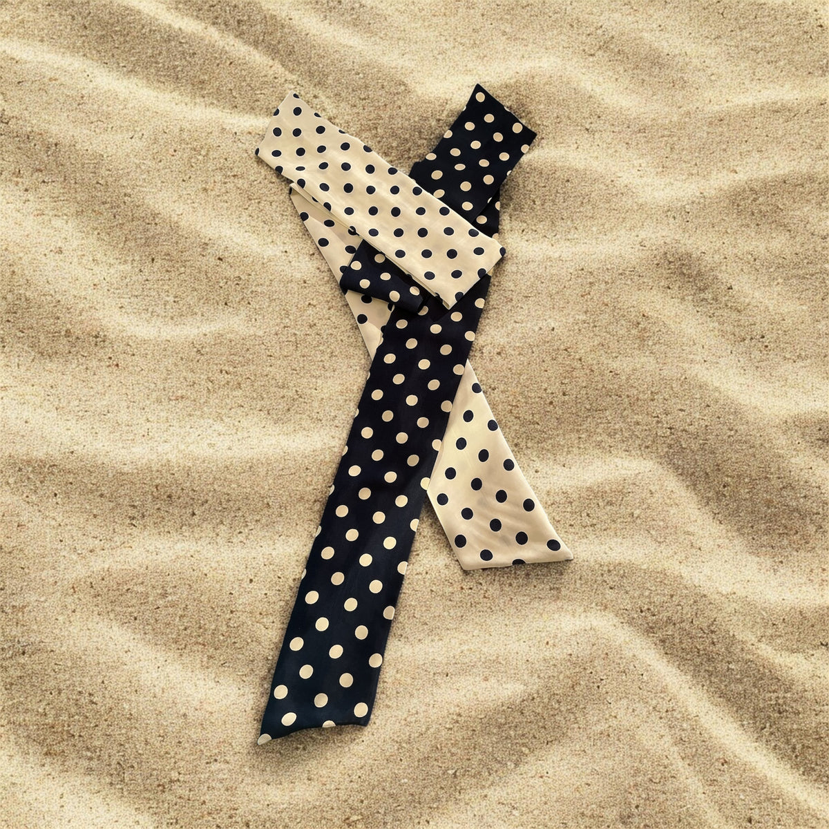 Bundan Böyle | Melsas %100 İpek Puantiye Saç Bandı 107x9 cm | Saç, Boyun, Kol, Çanta