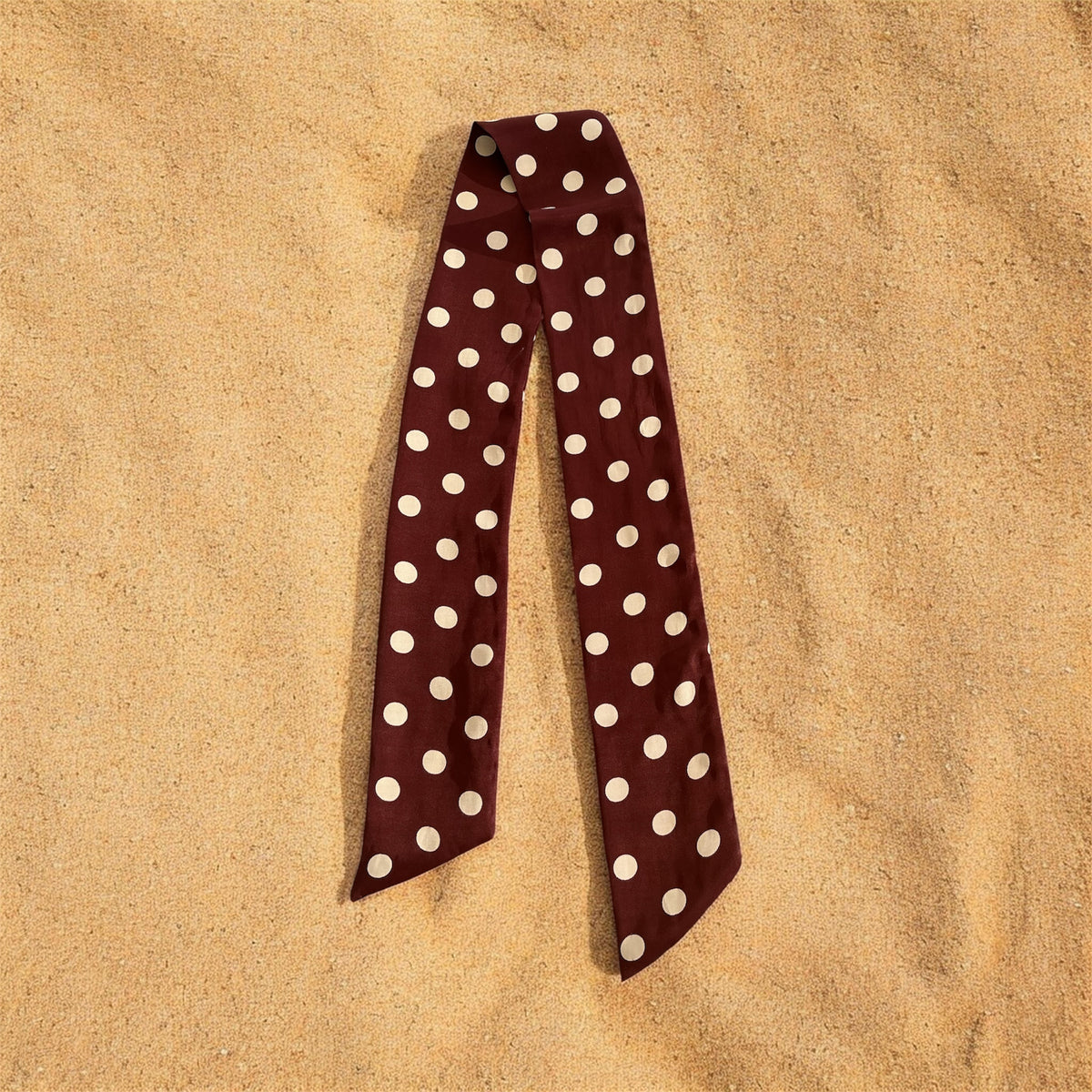 Melsas 100% Silk Polka Dot Arm Accessory 92x6.5 cm | Arm, Bag, Hair, Neck
