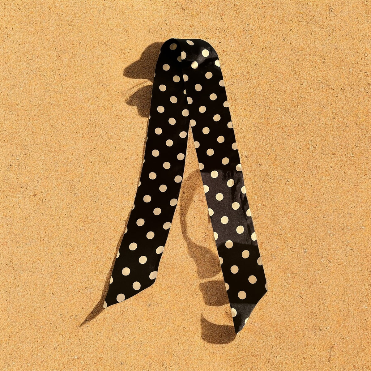 Melsas 100% Silk Polka Dot Arm Accessory 92x6.5 cm | Arm, Bag, Hair, Neck