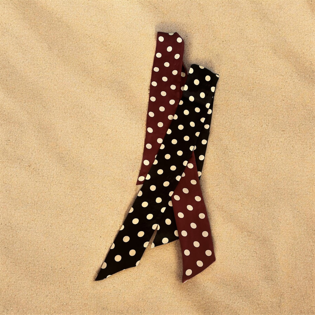 Melsas 100% Silk Polka Dot Arm Accessory 92x6.5 cm | Arm, Bag, Hair, Neck